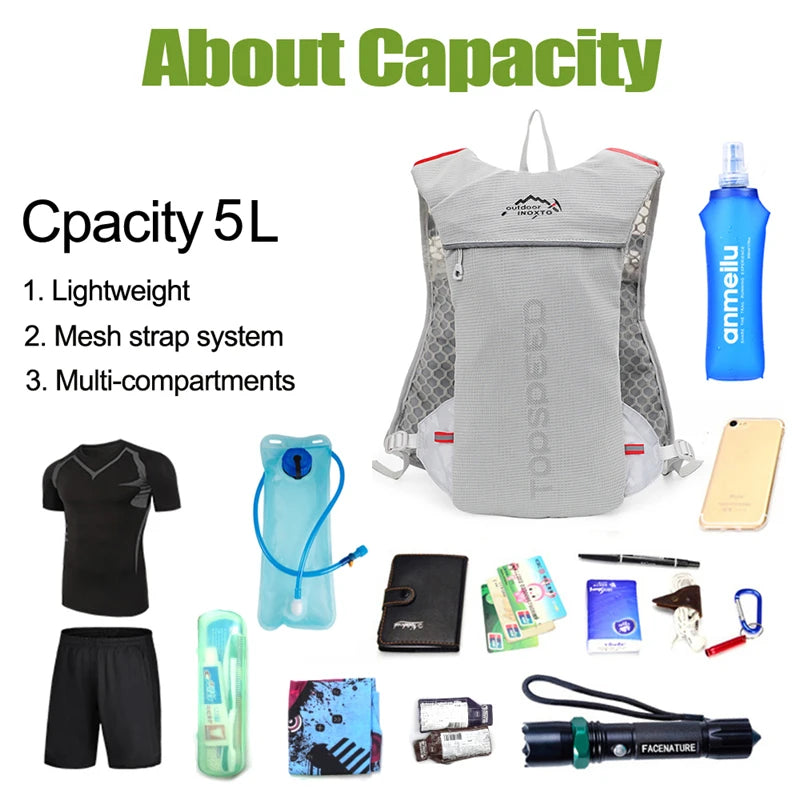 5L Ultralight Hydration Running Vest – Unisex Trail & Marathon Backpack with 17 oz Water Bottle