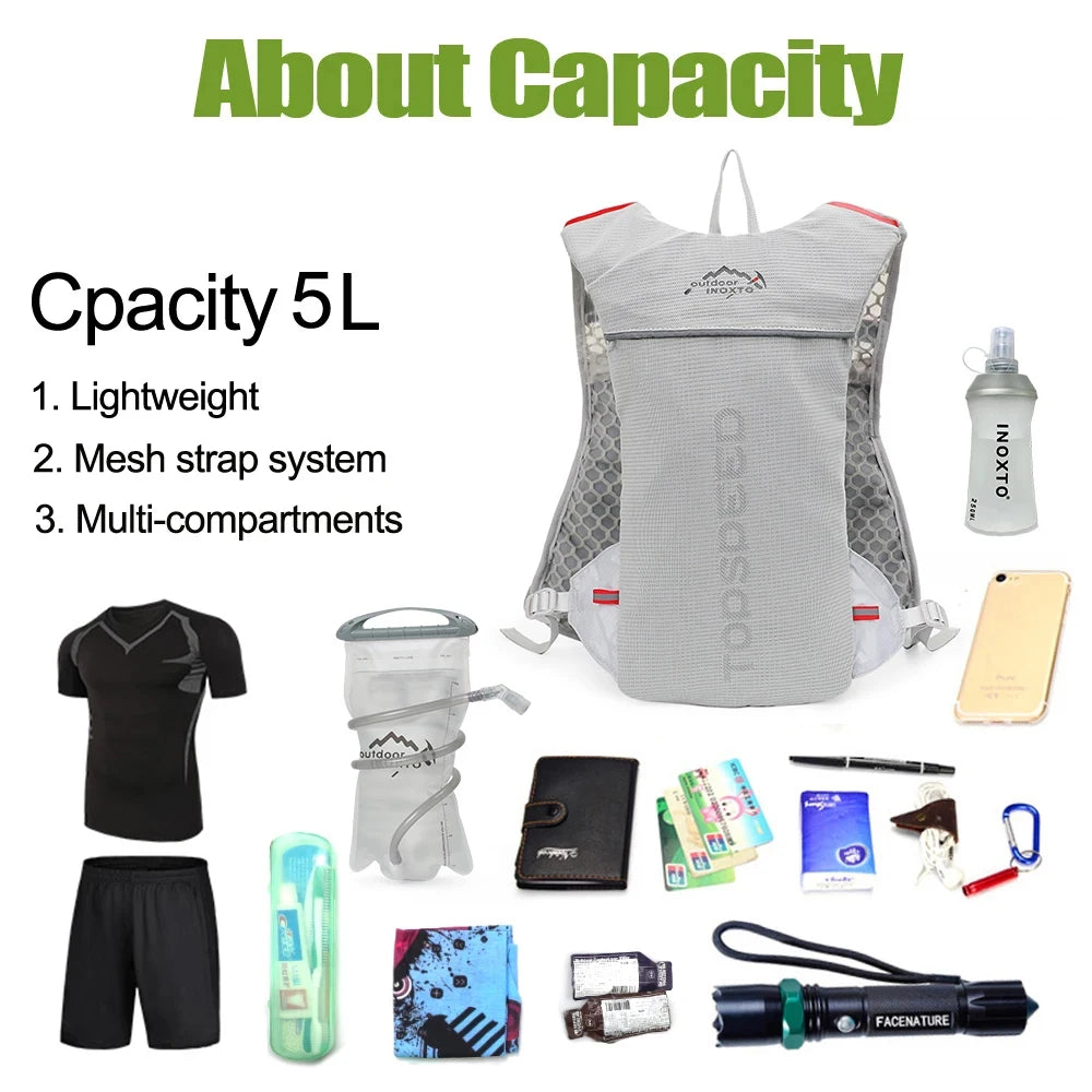 5L Ultralight Hydration Running Vest – Unisex Trail & Marathon Backpack with 17 oz Water Bottle