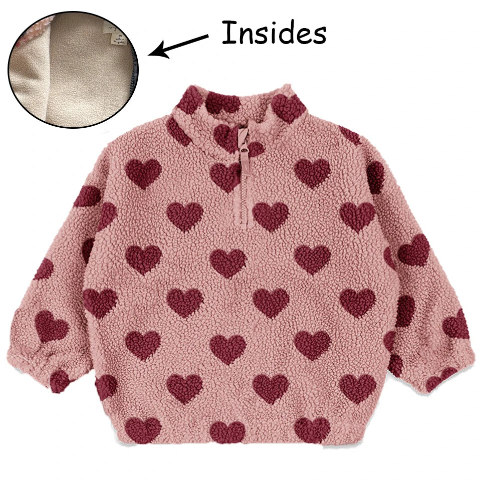 Kids Cartoon Fleece Jacket – Unisex Winter Lambswool Zip-Up Coat (18M–9Y)