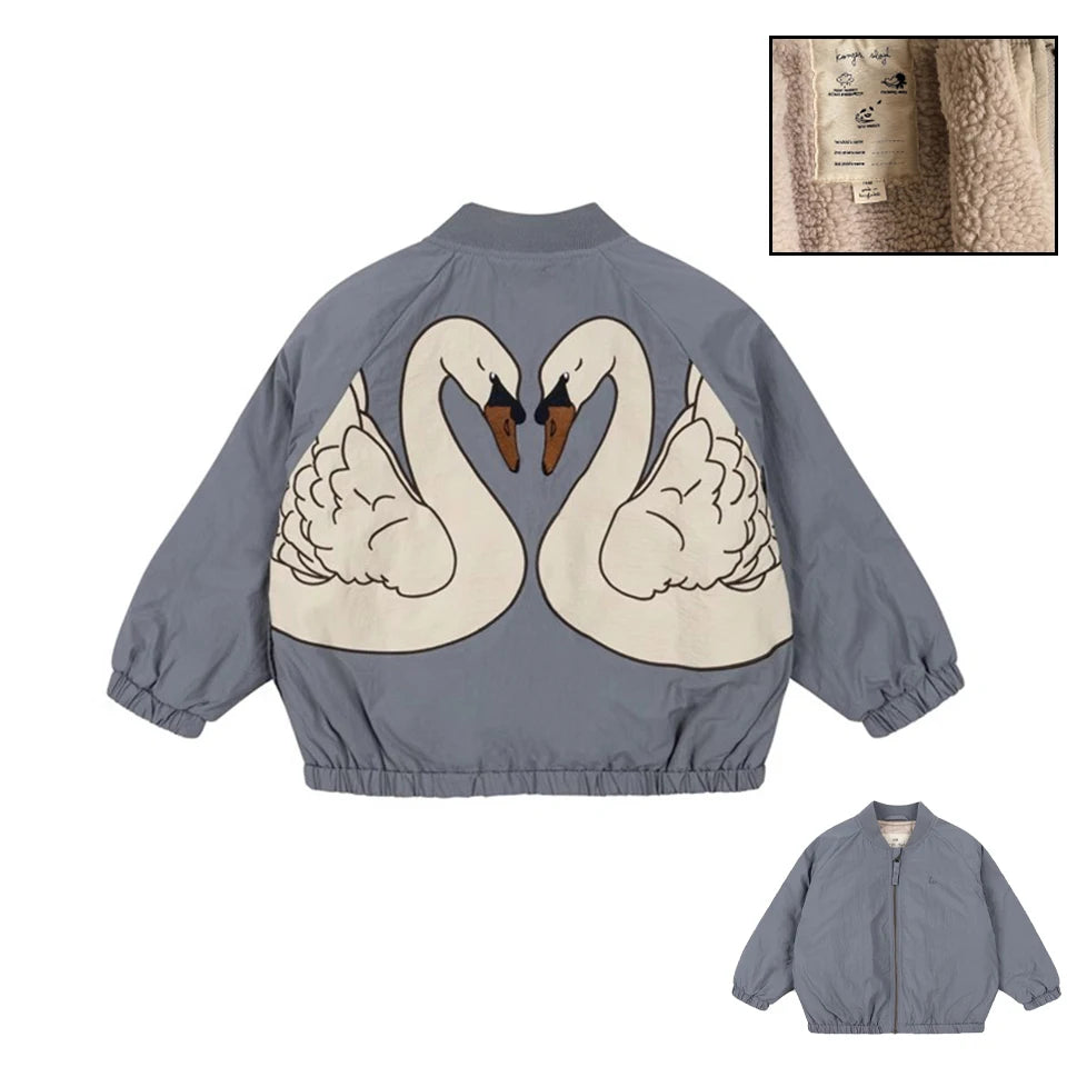 Kids Cartoon Fleece Jacket – Unisex Winter Lambswool Zip-Up Coat (18M–9Y)