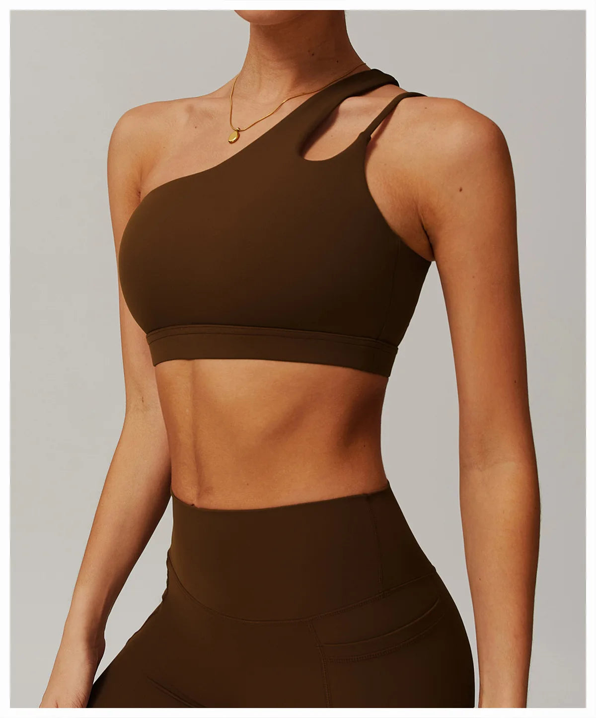 Women’s Shockproof One-Shoulder Sports Bra – Backless Breathable Gym & Yoga Top