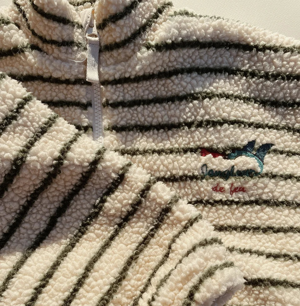 Kids Cartoon Fleece Jacket – Unisex Winter Lambswool Zip-Up Coat (18M–9Y)