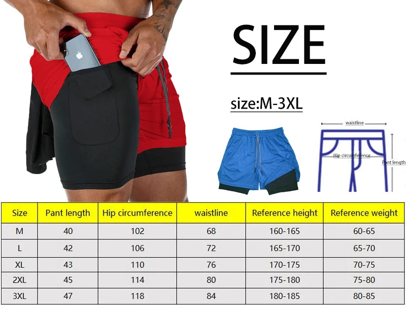 Men’s 2-in-1 Performance Gym Shorts – Compression Liner & Quick-Dry Workout Shorts