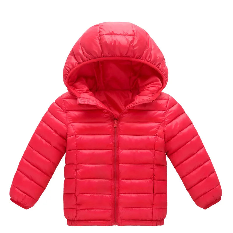 Kids Winter Hooded Down Jacket – Cotton-Padded Warm Zip Coat (Ages 3–12)