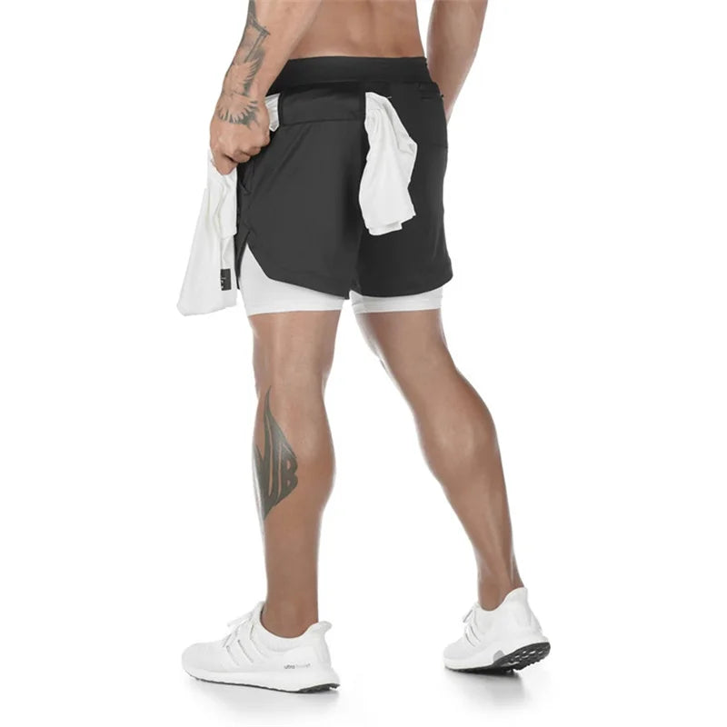 Men’s 2-in-1 Performance Gym Shorts – Compression Liner & Quick-Dry Workout Shorts