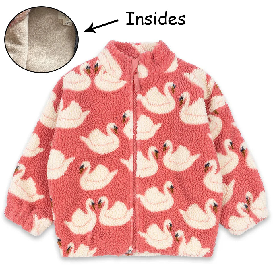 Kids Cartoon Fleece Jacket – Unisex Winter Lambswool Zip-Up Coat (18M–9Y)