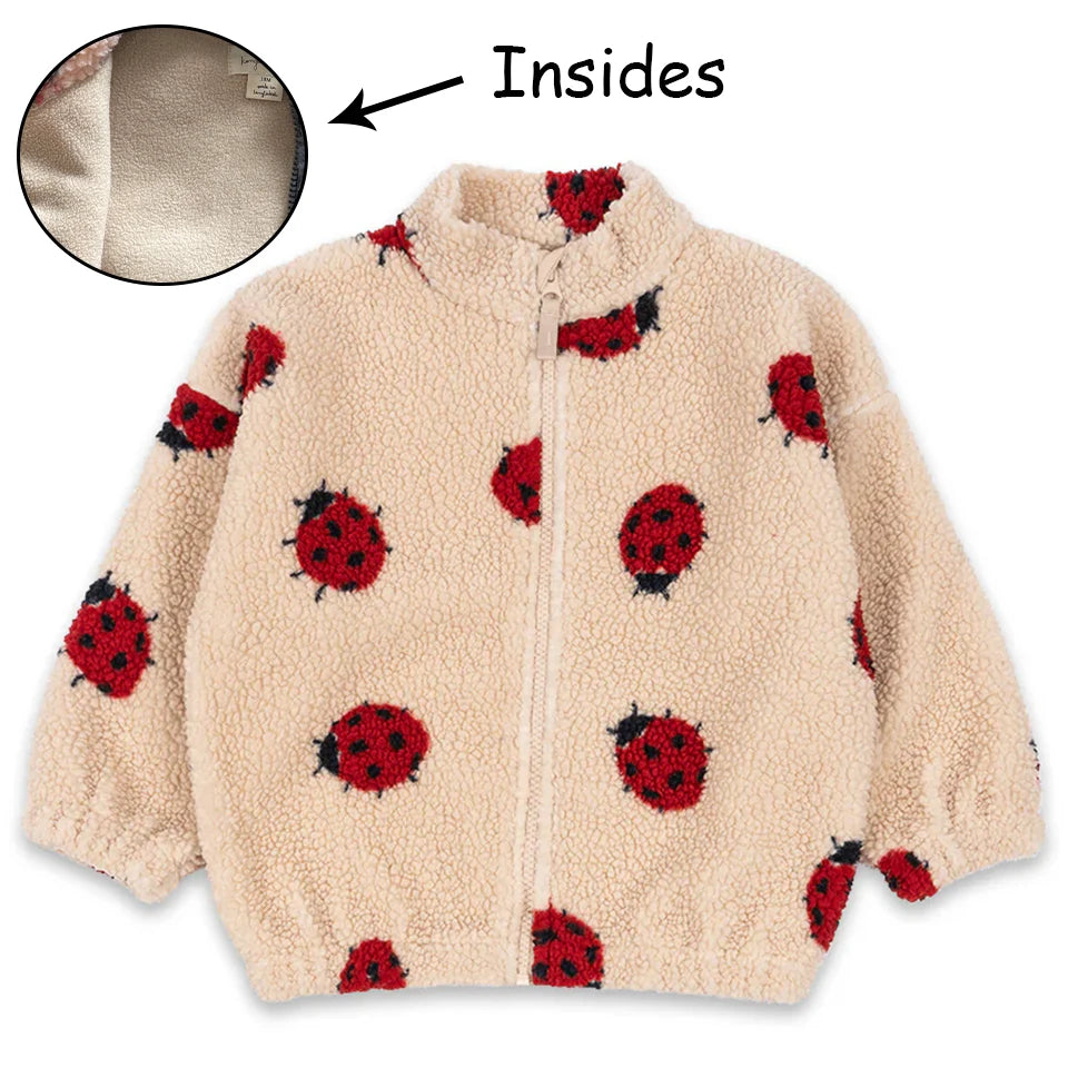 Kids Cartoon Fleece Jacket – Unisex Winter Lambswool Zip-Up Coat (18M–9Y)