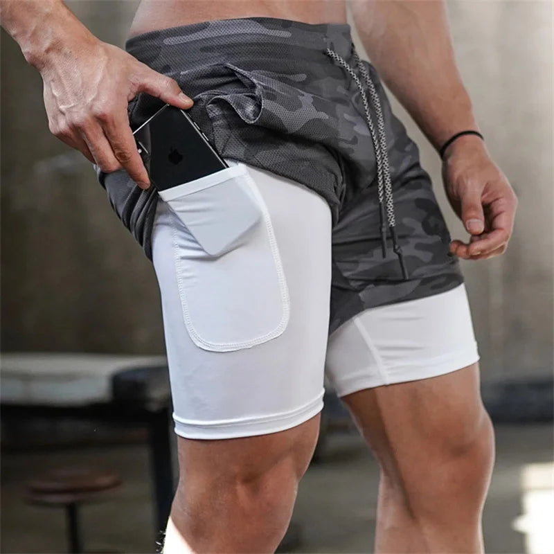 Men’s 2-in-1 Performance Gym Shorts – Compression Liner & Quick-Dry Workout Shorts