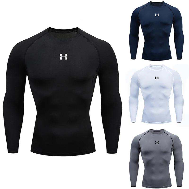 Men’s Long-Sleeve Compression T-Shirt – Running, Gym & Fitness Athletic Top