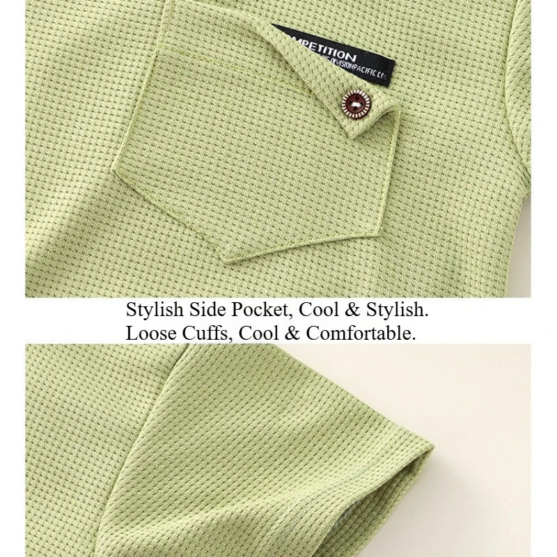 Kids Waffle Knit Summer Set – Unisex Lightweight Short-Sleeve 2-Piece Outfit