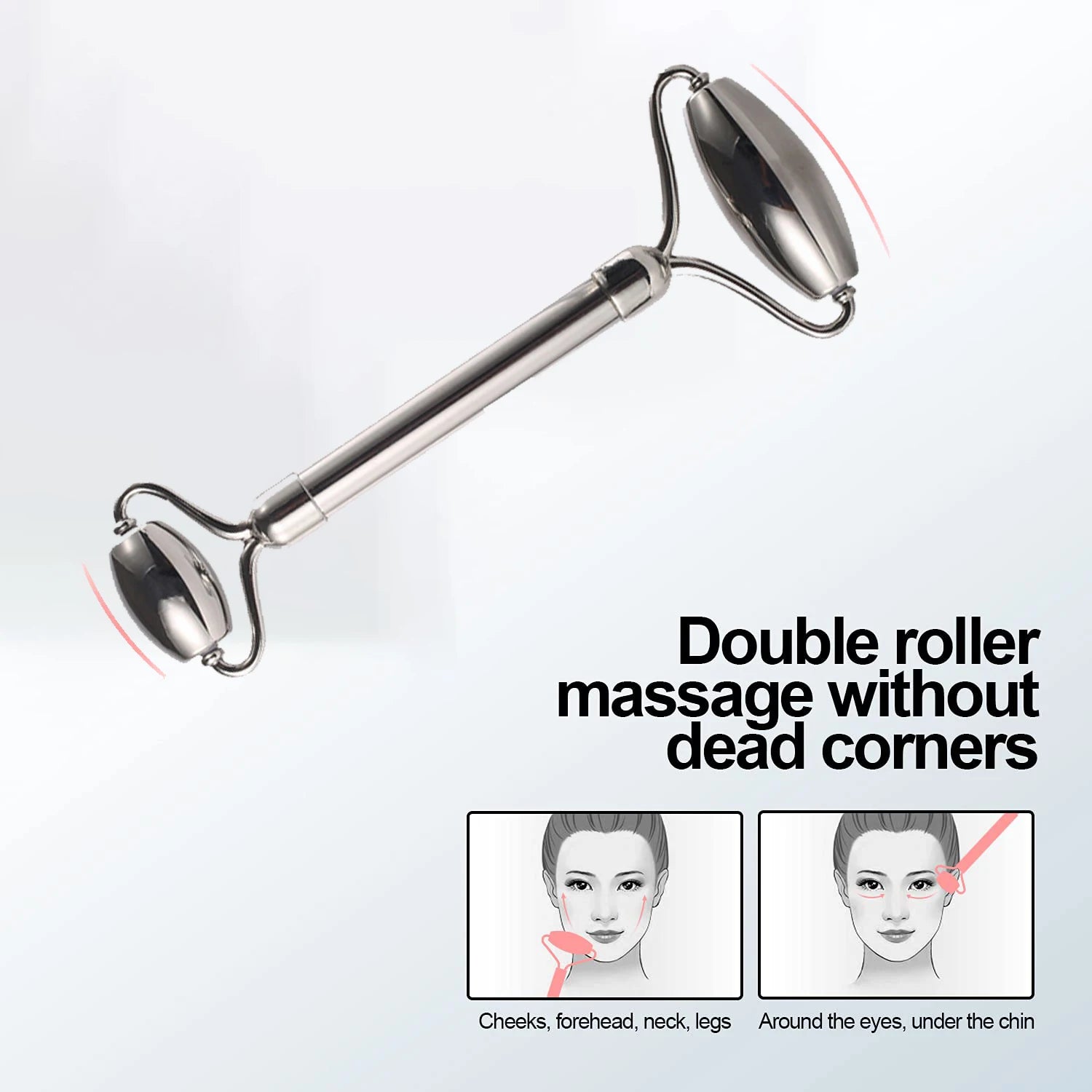 Ice Face Roller & Gua Sha Set – Stainless Steel Facial Massage & Lifting Contouring Tools