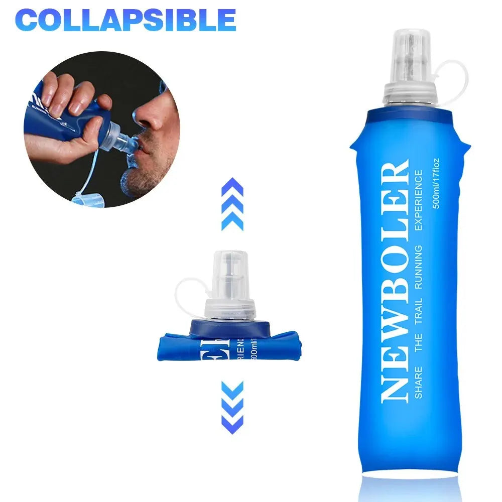 NEWBOLER Collapsible Soft Water Bottle – 250ml / 500ml TPU Foldable Running & Outdoor Flask