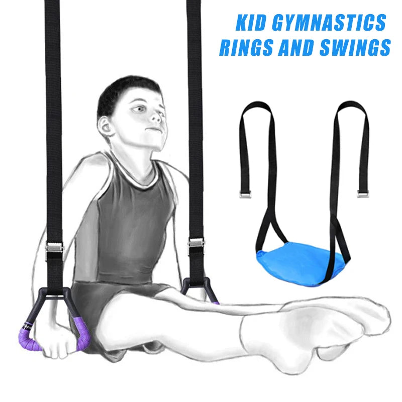 Gymnastics Rings for Kids & Adults – Non-Slip Adjustable Swing Straps for Pull-Ups & Home Fitness