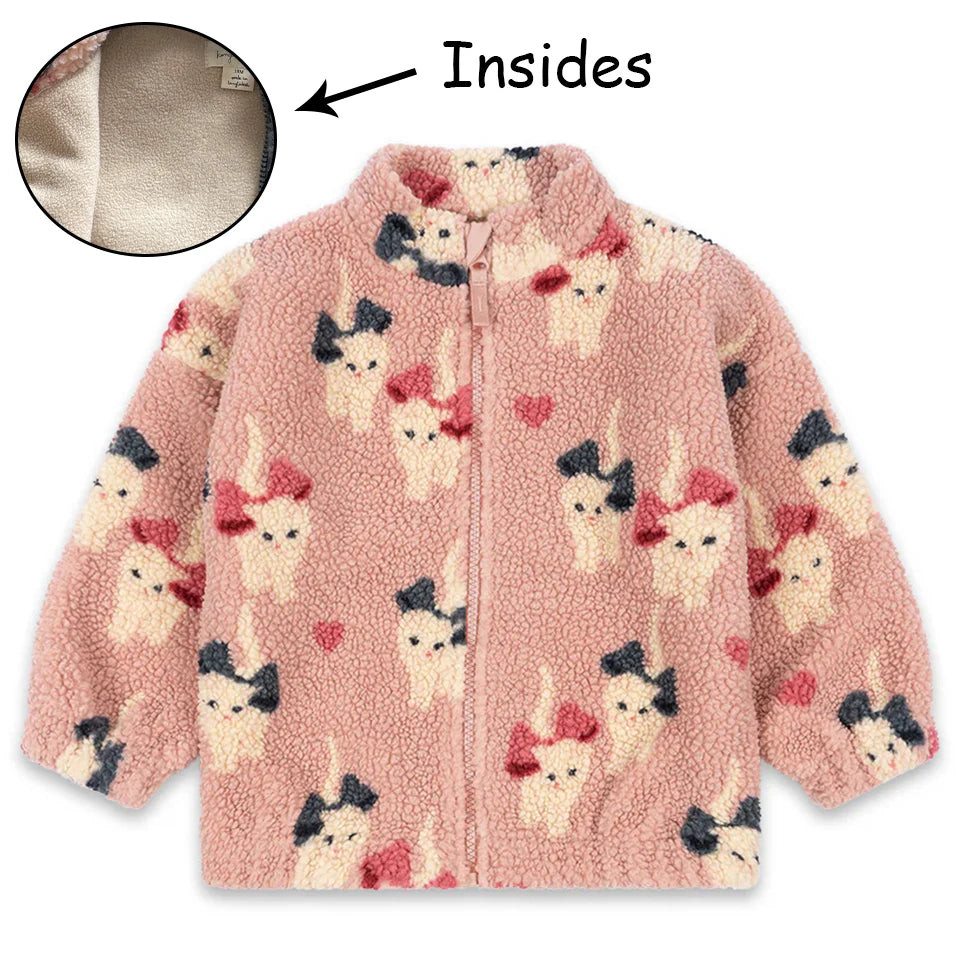 Kids Cartoon Fleece Jacket – Unisex Winter Lambswool Zip-Up Coat (18M–9Y)