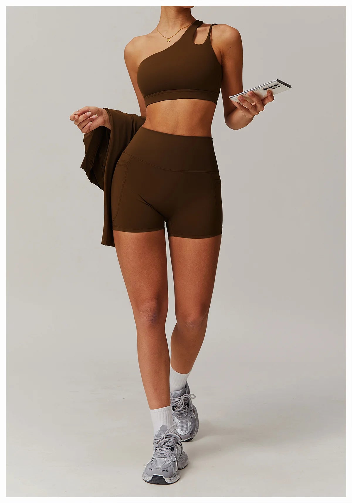 Women’s Shockproof One-Shoulder Sports Bra – Backless Breathable Gym & Yoga Top