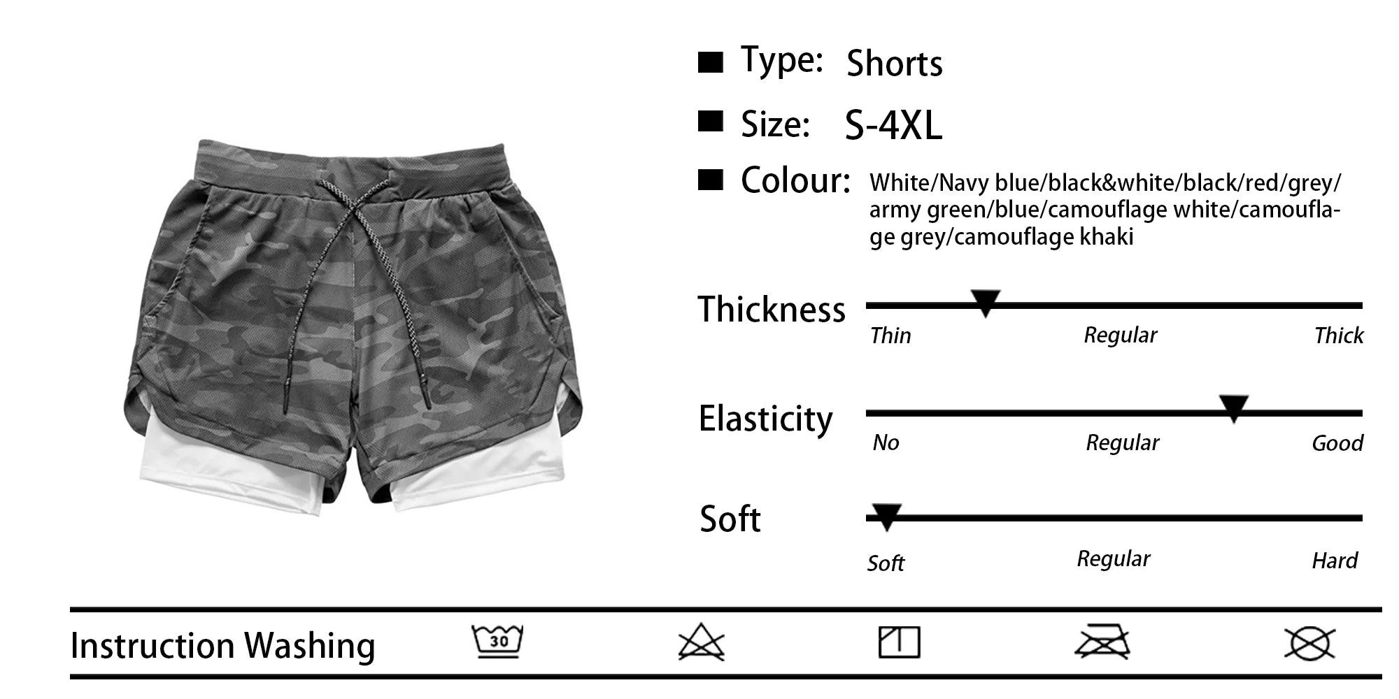 Men’s Double-Layer Camouflage Gym Shorts – Breathable Running & Training Shorts with Hidden Pocket