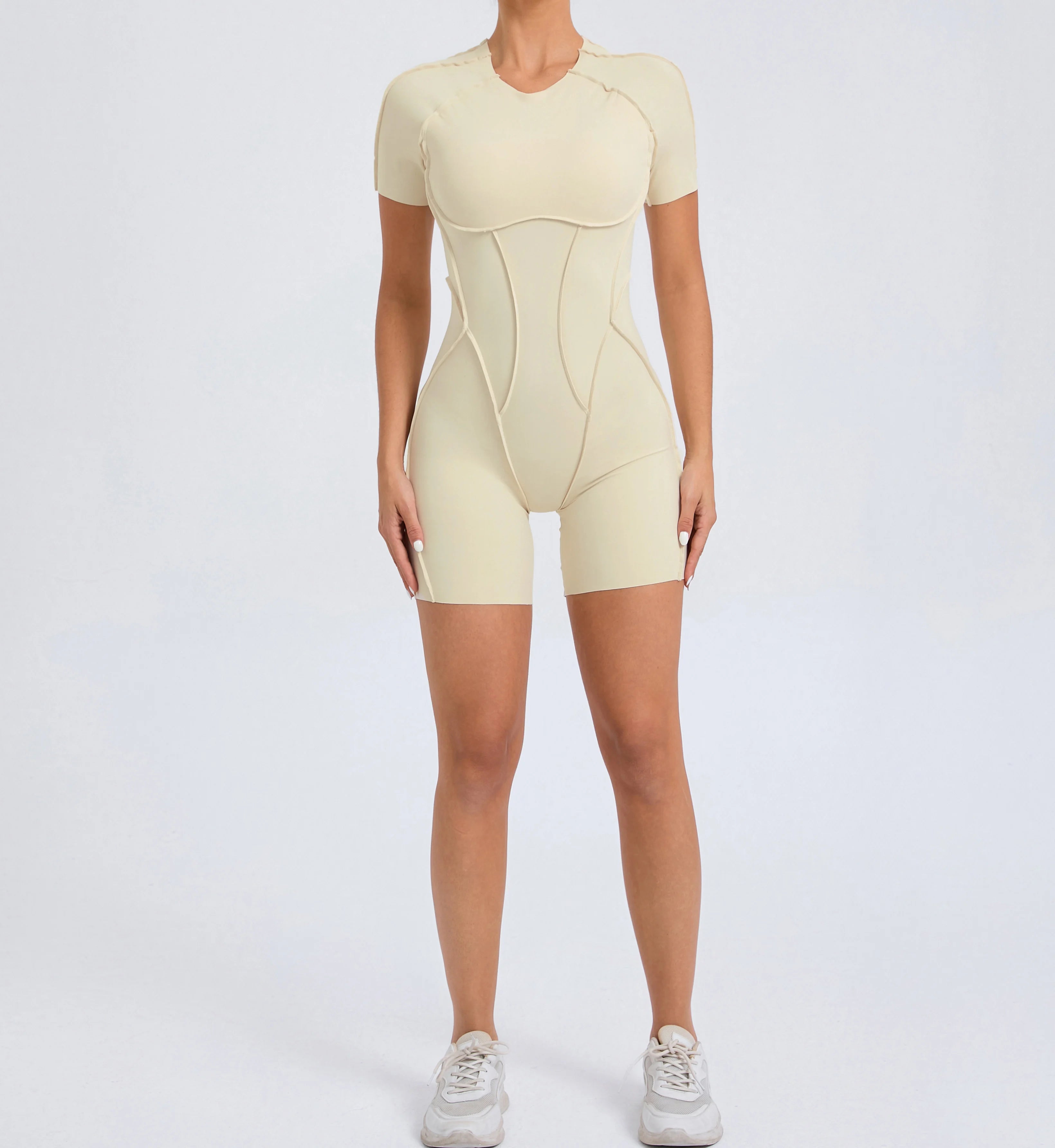 Backless Scrunch Booty Short Jumpsuit – Women’s Seamless Gym & Yoga One-Piece