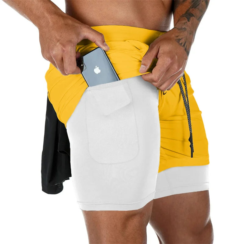 Men’s 2-in-1 Performance Gym Shorts – Compression Liner & Quick-Dry Workout Shorts