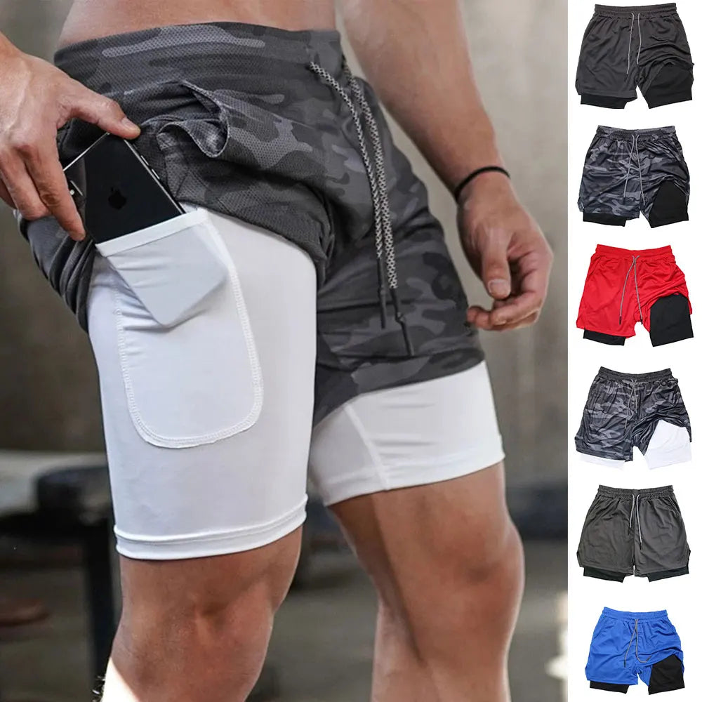 Men’s 2-in-1 Performance Gym Shorts – Compression Liner & Quick-Dry Workout Shorts